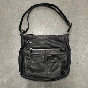 Vintage Fossil Crossbody Handbag Shoulder Bag Soft Black Leather Purse Medium